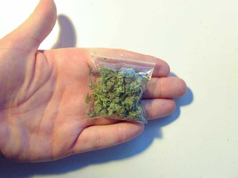 1 ounce of weed in a bag
