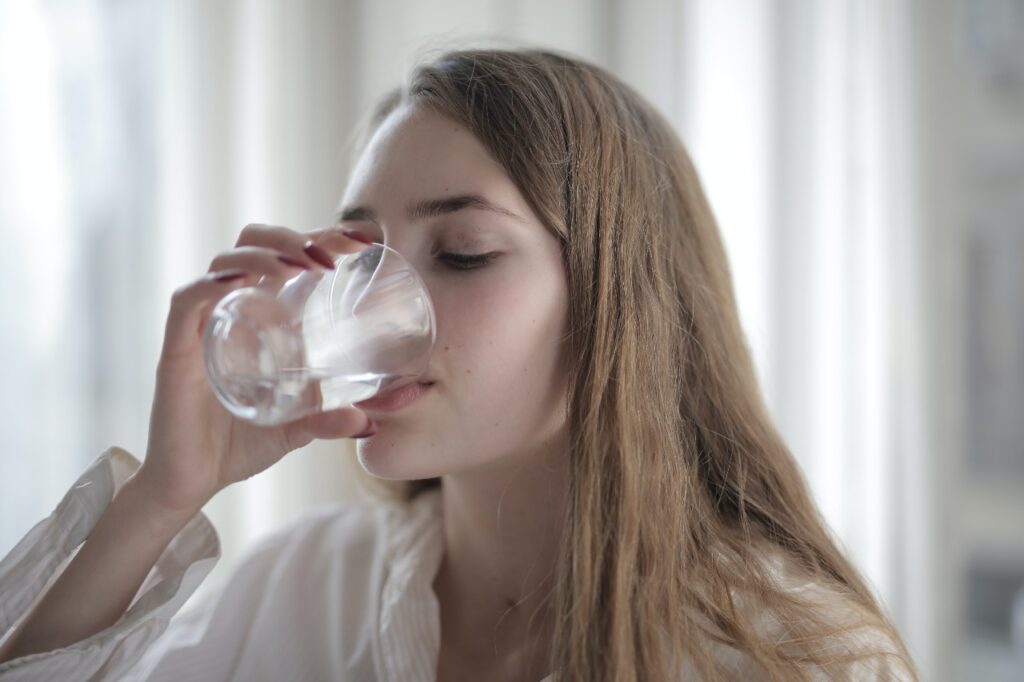 women drinking water