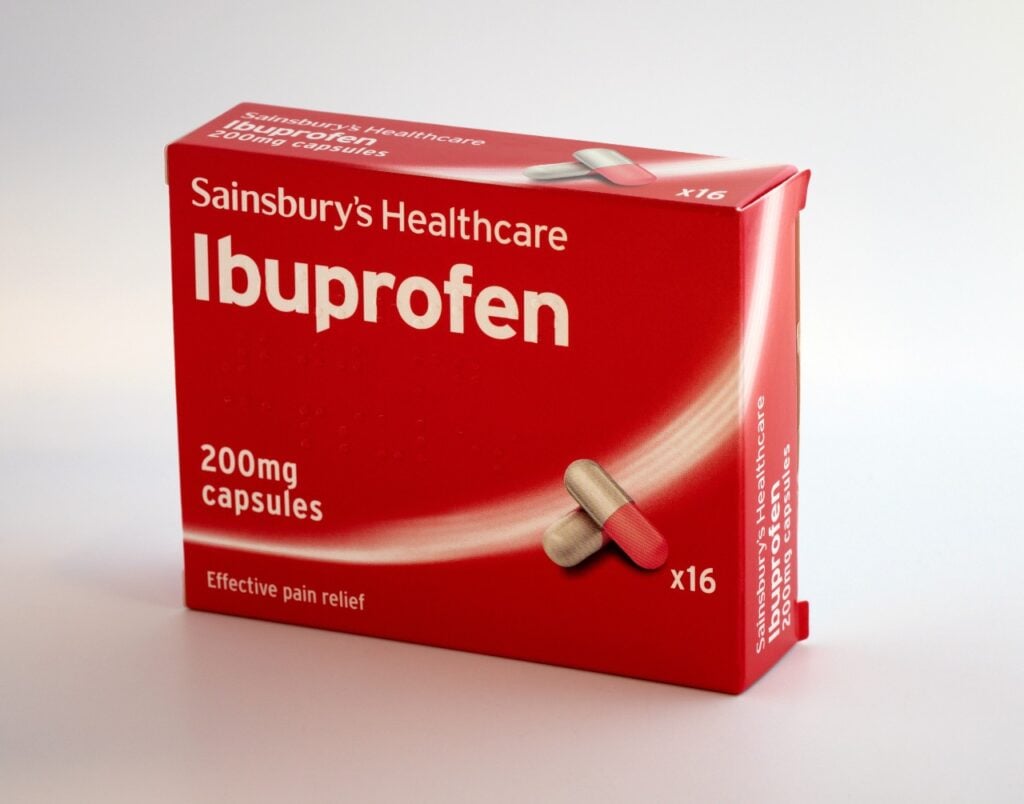 red ibuprofen package